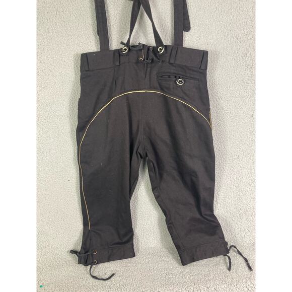 Men's Black Bavarian Lederhosen Jeans Suspenders Pants Sz 46 XS German - Picture 14 of 17